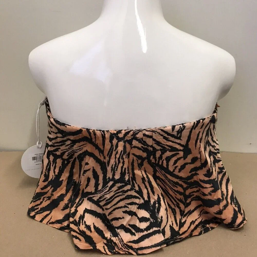 Tori Praver Celine Tiger Cover Up Crop Top